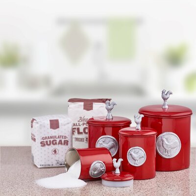 Canisters Jars Joss Main   Rooster 4 Piece Kitchen Canister Set 